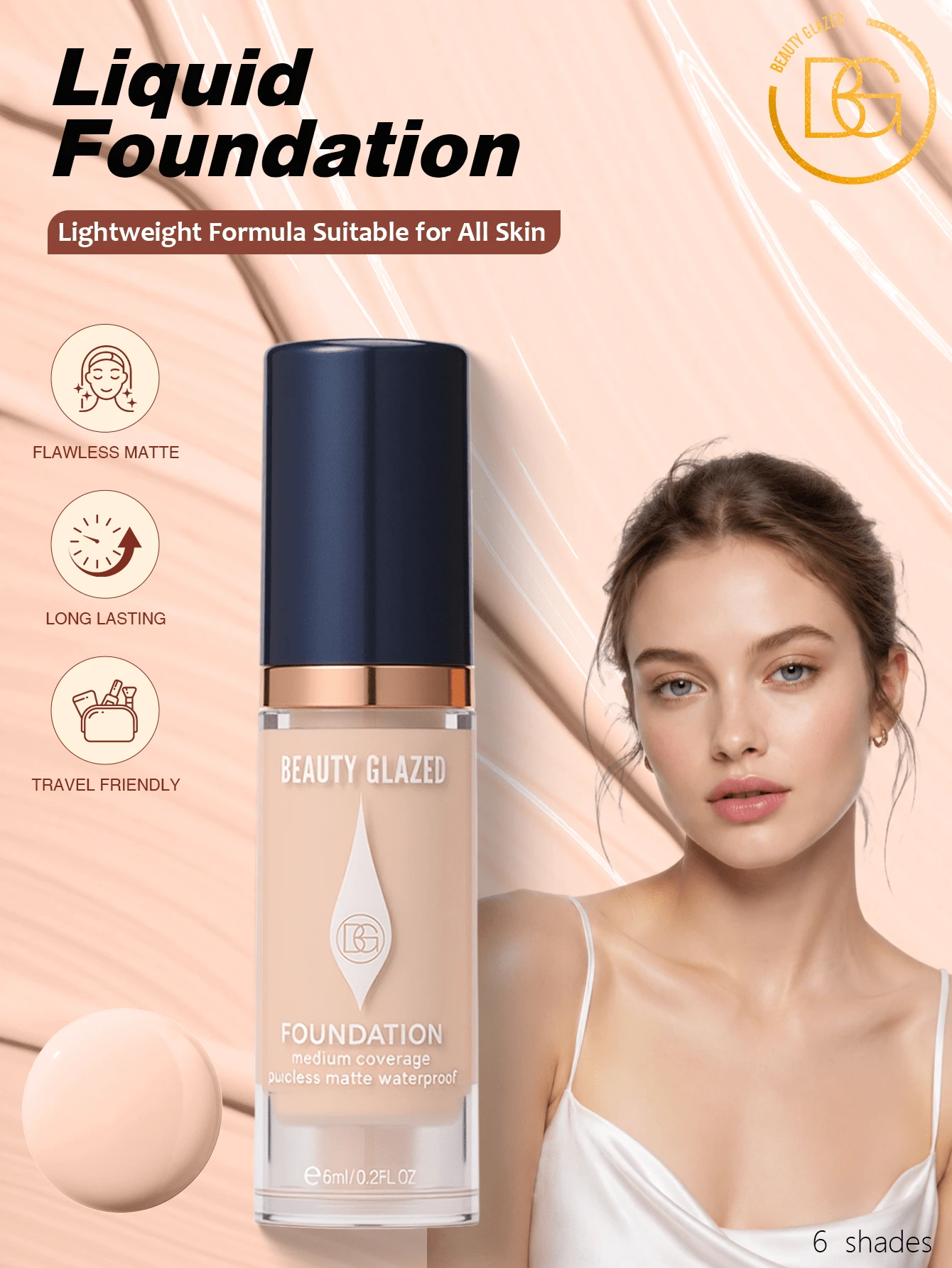 beauty glazed Long-Lasting Waterproof Concealing Moisturizing Matte Long-Wear Foundation, Provides Perfect Flawless Smooth Texture - #102 - View 1