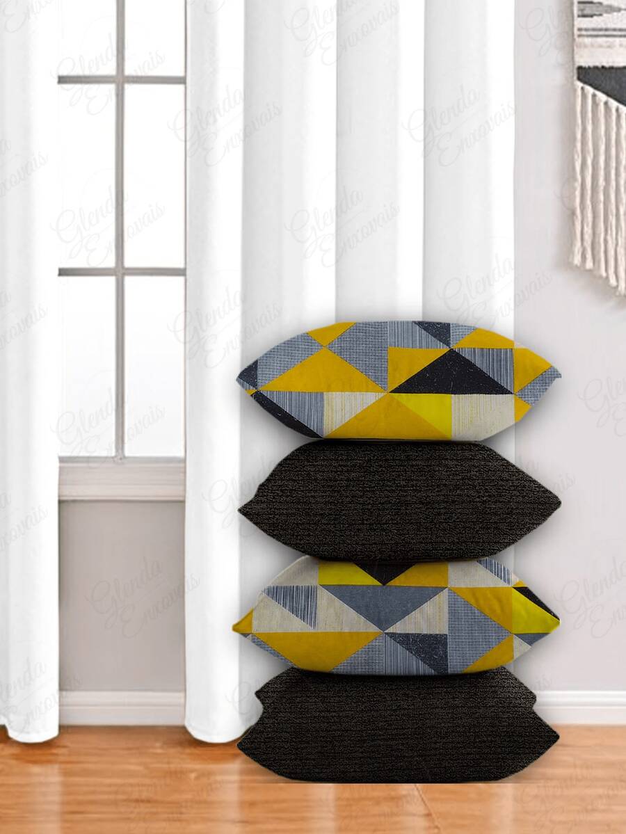 4 Cushion Covers, Various Combinations, 45x45 Cm - AL - 黃黑三角 - 查看 1
