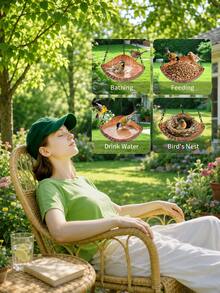 1pc/Set Hanging Bird Feeder And Bird Bath, Outdoor Decorative Feeding Tray With Chain And Hook, Multi-Functional Wild Bird Water Bowl, Suitable For Garden, Patio, Yard, Balcony And Porch Decoration - Multiple Styles - View 6