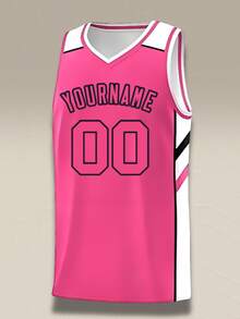 Personalized Custom Basketball Jersey Sports Shirt, Can Print Custom Team Name And Number, Unisex For Men Women And Teens - Pink - View 3