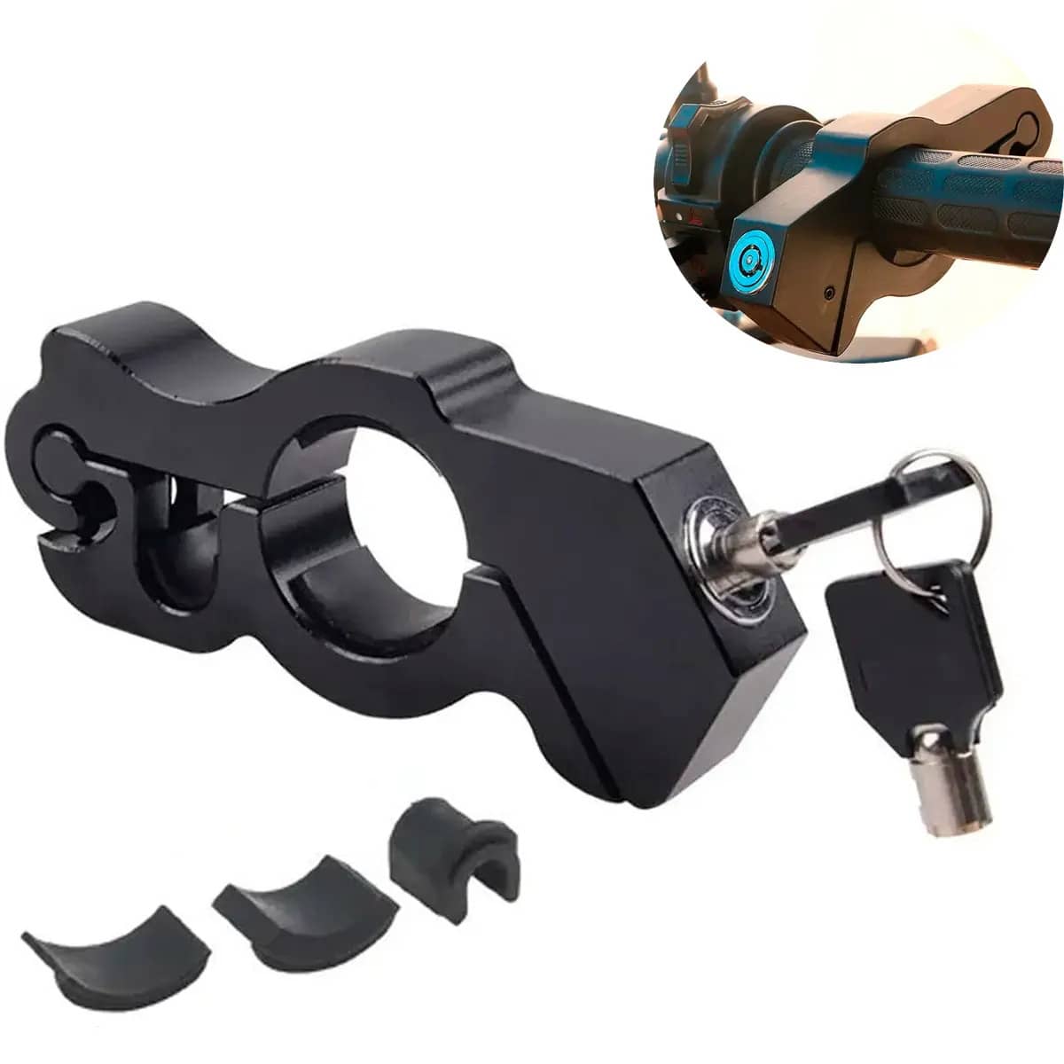 Vmingo Motorcycle Padlock Security Lock Accelerator Handlebar Brake Model Anti-Theft Portable 2 Keys Handbar Lock Handle Handlebar Protection Universal