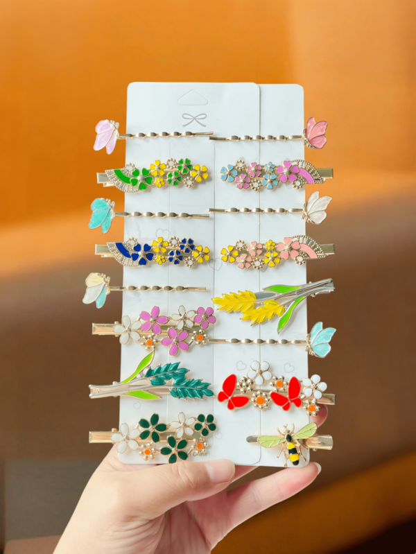 16PCS Floral Print Casual Zinc Alloy Hair Clips Set For Women, Fashionable And Exquisite, Elegant And Unique