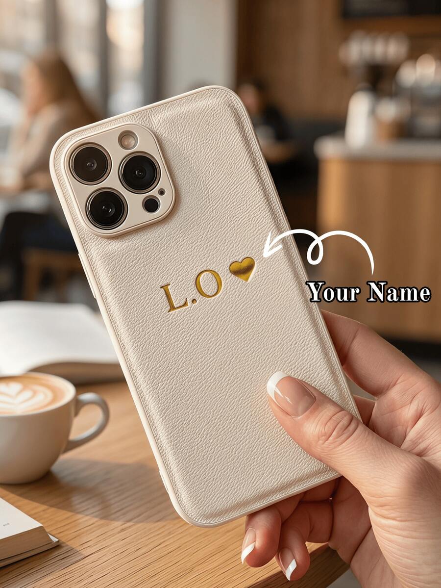 Customized Personalized Initials Name 3D DIY Engraved Letters Phone Case Compatible With IPhone 17 16 15 14 13 12 11 Pro Max 16 15 14 Plus Compatible With Samsung Galaxy S25 S24 S23 S22 S21 Ultra Plus A55 A54 A53 A52 A34 A33 A32 A15 A14 A13 A12 Back Cover Luxury Korean Soft Leather Protection Shckproof Case Hot Stamping Leather Case Festival Gifts For Lover Friends Familly