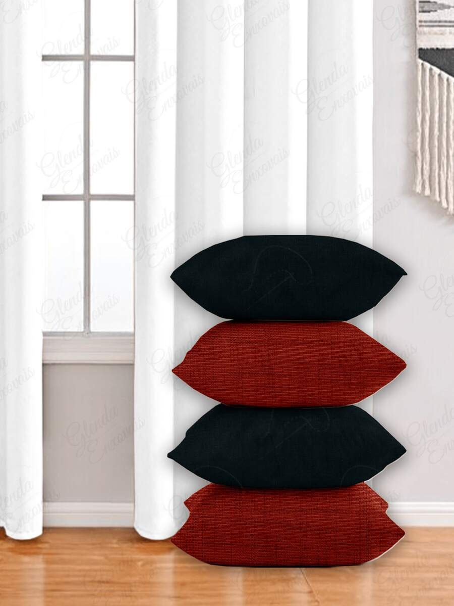 4 Cushion Covers, Various Combinations, 45x45 Cm - AL - 紅黑 - 查看 1