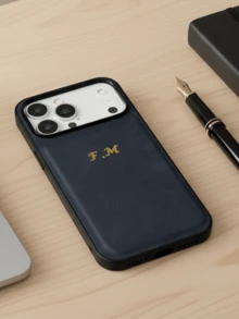 客製化姓名首字母 3D 雕刻凸顯手機殼，適用 17 16 15 14 13 12 11 Pro Max Plus Air，奢華經典 PU 皮革保護殼，理想禮物 - 彩色 - 查看 6