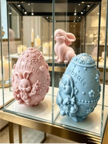 Rabbit Silicone Handmade Mold 3D Sitting Rabbit/Flower Hugging Rabbit Egg/Smiling Rabbit Egg 3 Styles Optional Aromatherapy Candle Plaster Resin Cement Handmade Soap Chocolate DIY Mold Easy Release Silicone Reusable Easter Gift Parent-Child Handmade Best Friend Birthday Gift Spring Home Decor - A - View 8