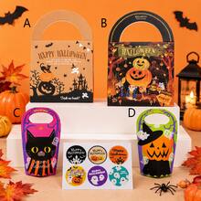 12pcs Halloween Handheld Paper Gift Boxes, Black Cat Pumpkin Ghost House Candy Gift Boxes, Suitable For Halloween Party Candy Gift Packaging, With Decorative Stickers - Multicolor - View 4