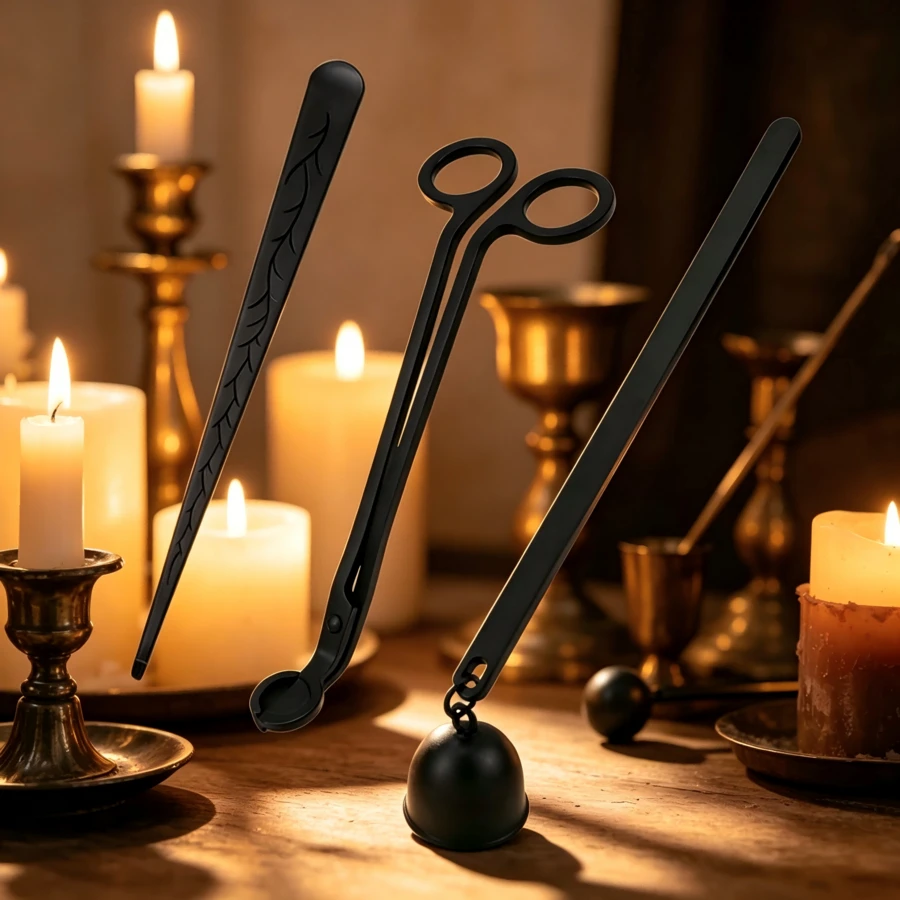 3 Buah atau 1 Set Alat Pemadam Sumbu Lilin Stainless Steel Hitam, Set Alat Penutup Lilin Stainless Steel, Pemangkas Sumbu Lilin, Alat Penutup Pemadam Lilin, Pencelup Sumbu Lilin, Untuk Pecinta Lilin, Set Aksesori Lilin untuk Penggunaan Sehari-hari - Set multi-bagian - View 1