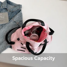 MINISO Sanrio Hello Kitty 蝴蝶結收納袋，可愛大容量旅行收納包，便攜式單肩手提包，適用於化妝品、盥洗用品及日常使用 - 彩色 - 查看 6