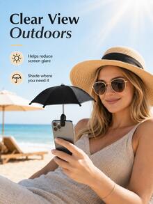 Innovative Phone Sunshade Umbrella With UV Protection Anti-Glare Shade, Clip-On Mini Phone Sunshade, Suitable For Outdoor Bloggers And Beach Visitors, Lightweight Compact Smartphone Sunshade, Perfect Waterproof Sunshade For Travel Vacation Camping - A - View 3