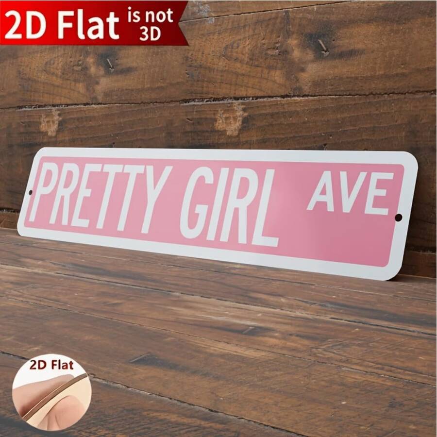 2D Flat Wooden Beautiful Girl Street Sign, Street Sign, Gift For Her, Dorm Decor, Girl Wall Art, Bedroom Decor, Teen Girl Gift - Multicolor - View 1