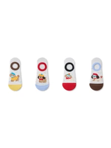 ZUJO 4 perechi de șosete scurte pentru femei, cu model de cățeluș desen animat, potrivite pentru primăvară, toamnă și vară, pentru purtare zilnică, simple și confortabile, culoare aleatorie - Multicolor - Vizualizare 5