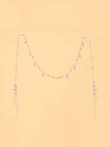 outingfit 1pc Women's Silver Crystal Face Chain, Water Drop Rhinestone Nose Chain With Long Side Ear Dangle Chain, Elegant Party Holiday Facial Accessory - Silver - View 6