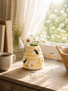 1 Stück Waben-Vase, Gänseblümchen & Bienen Design, süße gelbe dekorative Vase, geeignet für frische oder künstliche Blumen, Landhausstil Tischdekoration, Frühlings-/Sommer Wohnzimmer, Schlafzimmer, Küche, Büro Heimdekoration, Geschenk für Bienenliebhaber - 1PC - Übersicht 10