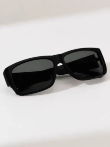 Men's Rectangular Sunglasses With Full Frame, Polarized Lenses And UV Protection - Black - View 3
