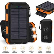 Cargador Solar Portátil de 20000mAh Power Bank Rudo y Antishock con Panel Solar Doble Entrada USB Linterna LED Dual SOS y Brújula de Viaje para Camping y Senderismo Compatible con iPhone 15 14 13 Pro Max  Galaxy S24 S23 Ultra  Redmi - 1 unidad - Ver 1