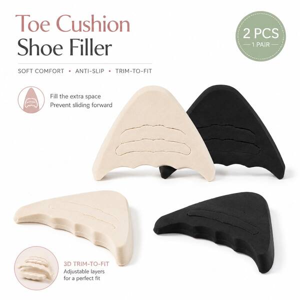2pcs Soft Sponge Toe Pads, Suitable For High Heels And Nurse Shoes, Adjustable Toe Fillers, Shoe Size Adjusters, Anti-Slip Shoe Accessories, Comfortable Padding, Relieve Discomfort From Tight Shoes, Alleviate Foot Pain, Unisex Shoe Gap Fillers