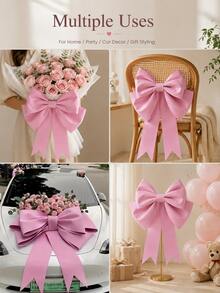 1pc Pink Bow, DIY Pink Bow, Suitable For Princess Birthday, Wedding Anniversary, Birthday Party, Living Room Decor, Public Photo Frame Background, Also Suitable For Christmas Tree Top Decoration, Large Gift Wrapping, Wall Hanging Decor - View 4
