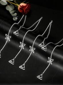 2 piezas Cadena corporal de mariposa elegante y minimalista, accesorio de moda sexy invisible para hombros abiertos, cadena de hombro ajustable con strass - A - Ver 8