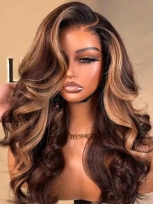 200% 密度蕾丝前假发，自然波浪蕾丝前假发，巴西发蕾丝前假发，预剪蕾丝前假发，透明蕾丝前假发，耐热合成纤维假发（女士款） - S4/27 - 查看 23