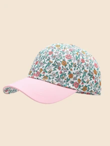 Spring/Summer Girls Baseball Cap, Floral Colorblock Baseball Cap, Digital Print Baseball Cap, Sun Hat, Curved Brim Hat - Patchwork Small Floral Pattern - View 5