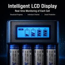 1 buah Charger Baterai AA Pintar - Stasiun Pengisian 4 Slot, Desain Pengisian Cepat Independen, Layar LCD Pintar untuk Baterai Isi Ulang 1.2V, Charger Baterai AA Bertenaga USB, Kompatibel dengan Sel NiMH 1.2V, dengan Layar LCD dan Teknologi Pengisian Cepat & Slot Independen, Cocok untuk Penggunaan di Rumah - MultiWarna - View 6