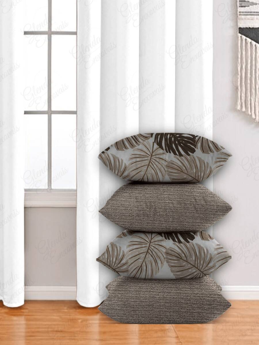 4 Cushion Covers, Various Combinations, 45x45 Cm - AL - 米色-米色羅紋 - 查看 1