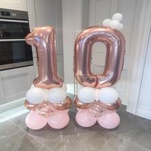 2pcs 32 Inch Rose Gold Number 1 And 0 Shaped Aluminum Foil Balloon Set, Suitable For 10th Birthday Party And 10th Anniversary Party Decoration Balloon Props - View 2