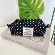 1pc Back To School Simple Polka Dot Pencil Case Lightweight Canvas Zipper Pen Bag, Large Capacity Stationery Storage Pouch, Fashion Dot Print Student Pen Organizer For Middle High School Girls - Pencil Case - View 9