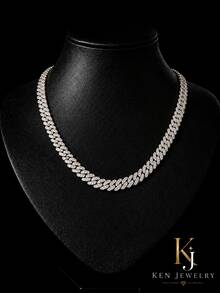 9mm Shiny Chunky Chain Design Rhinestone Studded Hip Hop Bracelet + Necklace Set, Suitable For Daily Wear And Party Decoration - Hip Hop Necklace Set - View 21