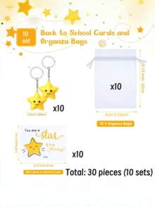 60/30/3pcs Cute Star Keychains, (Includes Star Keychains, Inspirational Star Cards, Organza Bags) Thank You Gifts, Rewards And Party Favors, Car Keychains, Women's Keychains, Backpack Keychains, Bag Charms (Perfect As Gifts, Welcome Gifts, Team Rewards, Back To School) - Multicolor - View 2