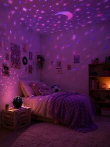 1pc Star & Moon Projection Light, Colorful Starry Sky & Moon Projection | Suitable For Bedroom, Living Room, Bedside, Room Decoration | USB Powered - Multicolor - View 9
