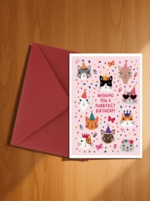1PC Cute Cat Pattern Birthday Greeting Card, Blessing Card For Cat Lovers, Suitable For Family, Partner, Friends, Colleagues - A - View 12