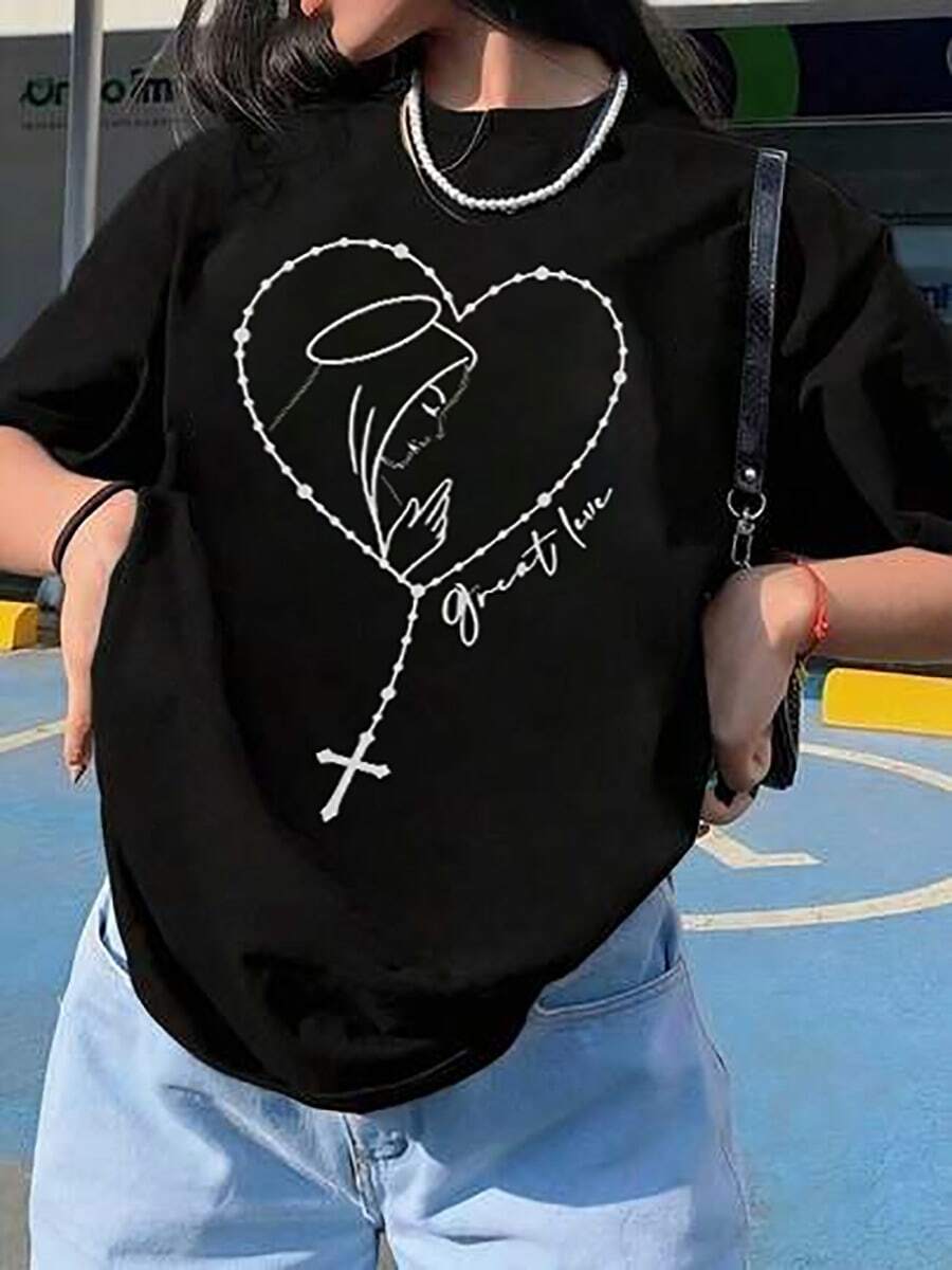 Women's Basic Short-Sleeve T-Shirt Autumn/Winter 2025 - Round Neck, Loose Fit, Stylish Butterfly Print, Soft Fabric With Excellent Drape. Super Versatile! - Negro 1 - View 1