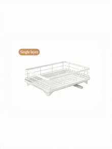 1PC White Dish Rack, 11.81*16.73 Inch Kitchen Dish Drainer With Automatic Drainage Tray, Space Saving Countertop Dish Drying Rack, Plate Bowl Cup Holder Organizer, Kitchen Storage Rack, Modern Home Essentials, Sink Organizer, Kitchen Accessories - White - View 8
