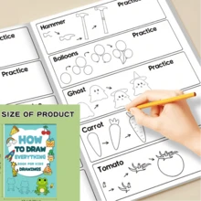 1 Libro [Guía de Dibujo] Libro de Dibujo con +200 Pasos | Una Guía para Dibujar Cualquier Cosa para Entusiastas del Arte, Guía de Dibujo, Regalo de Cumpleaños, Navidad, Pascua, Aprendizaje Creativo, Papel Duradero, Guía Paso a Paso - Multicolor - Ver 3