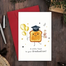 Kartu Ucapan Selamat Wisuda Kartun yang Lucu, Kartu Ucapan Wisuda Desain Roti Cat Air yang Kocak untuk Lulusan SMA dan Perguruan Tinggi, Kartu Hadiah Ucapan Selamat yang Unik untuk Teman dan Keluarga yang Lulus, Perlengkapan Perayaan Pesta Wisuda - beraneka warna - View 1