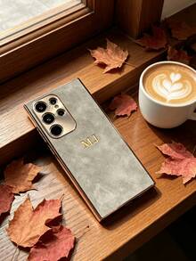 Customized Personalized Name Phone Case, Compatible With Samsung Galaxy S25 S24 S23 S22 Ultra S25 S24 S23 S22 Plus, Luxury Electroplated Edge Leather Metal Camera Protection Case, 3D DIY Engraving, Customizable Name Initials, Shockproof Protective Case, Compatible With 17 16 15 14 13 12 11 Pro Max 17 Air - Grey - View 4
