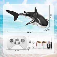 2.4Ghz Remote Control Shark Toys For Kids, 1:18 Scale High Simulation Shark For Pool, Bath Toys For Toddlers, Electronic RC Sea Animal, Outdoor Water Gifts, Water Play, Bath Time Fun, Interactive Play, Durable Plastic, Outdoor Play, Family Fun - Black - View 3