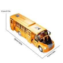 1pc Simulation School Bus Toy: Sound And Light Effects; Inertia Push; Can Open Doors; Durable Material; Kids' Toy Gift - Multicolor - View 6