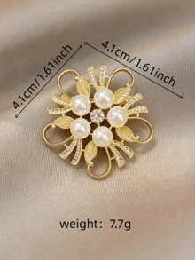 1 pieza Broche de girasol elegante y de moda con strass y perlas, accesorio de ropa versátil y elegante, alfiler de ropa exquisito - Multicolor - Ver 4
