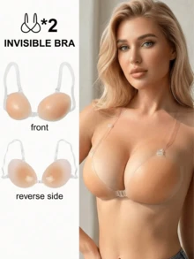 Women's Silicone Strap Bra, Padded, Invisible, Push-Up, Waterproof And Skin-Friendly - Multicolor - View 1