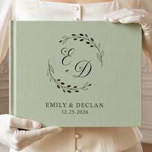 客製化 A4 婚禮賓客簽名簿，個性化亞麻拼貼相簿，婚禮賓客簽名書，客製化訂婚紀念相簿，婚禮簽到簿，婚禮紀念禮物 - 多色1 - 查看 6