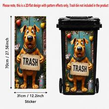 1pc Funny Animal Trash Can Sticker, 2D Flat Printed PVC Self-Adhesive Garbage Bin Decal, Waterproof Outdoor Bin Decoration For Kitchen, Patio, Yard And Outdoor Trash Cans, Sticker Only - L - View 9