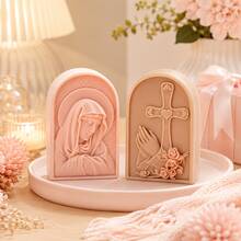 Zhonghui Mold 3D Virgin Mary Silicone Mold Religious Candle Mold Sacred Heart Cross Design DIY Candle Making Resin Plaster Home Decor Gift - Jesus - View 4