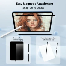可拆卸磁吸紙感螢幕保護貼,適用於 iPad 2024Air/2024Pro 11 吋/13 吋、第10/9/8/7/6/5代 (10.9 吋/10.2 吋/9.7 吋)、Pro 11 吋 2022-2021-2020-2018、Pro 12.9 吋 2022-2021-2020-2018、Mini6 8.3 吋、Mini4/Mini5 7.9 吋,高畫質、無氣泡、可拆卸且可重複使用 - 無色 - 查看 6