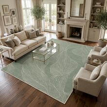 1pc Nordic Modern Minimalist Fresh Abstract Line Leaf Pattern - Rectangular Soft Faux Cashmere Machine Washable Area Rug, Suitable For Living Room, Bedroom, Entrance, Bathroom, Hallway, Patio, Kitchen, Indoor Outdoor, All Seasons Large Size Floor Mat, Home Decor - Multicolor - View 1