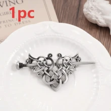 一套复古凯尔特结发夹，镂空编织锌合金披肩胸针，灰色和青铜色，时尚配饰，教育用品，发髻固定器，发型发夹，节日，派对 - 彩色 - 查看 7