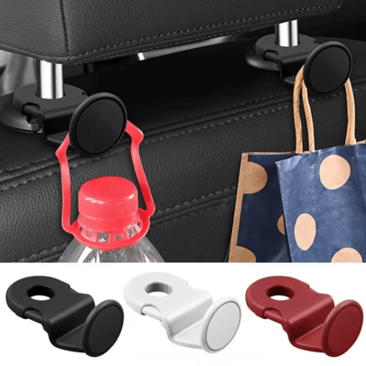 2pcs Car Seat Headrest Hook Belt Rope Anti-Slip Storage Hanger Car Seat Hook Durable ABS Rear Headrest Hanger Hidden Organizer