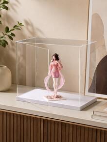 1pc Transparent Acrylic Display Box - Dust-Proof Multifunctional Storage Solution, Suitable For Collectibles, Shoes, Bags And Cosmetics | Suitable For Home And Office Decor - Open Door White - View 1